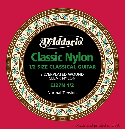 D'Addario EJ27N-1/2 Комплект струн для классической гитары размером 1/2, ученические, нейлон