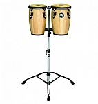 Фото:Meinl HCG89NT Wood Conguita Бонго 8" и 9", на стойке, цвет натуральный