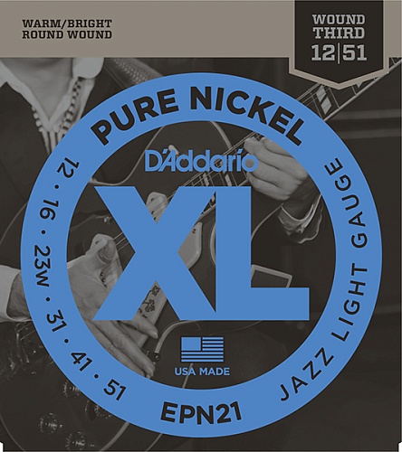 D'Addario EPN21 XL PURE NICKEL      Jazz Light 12-51 D`Addario