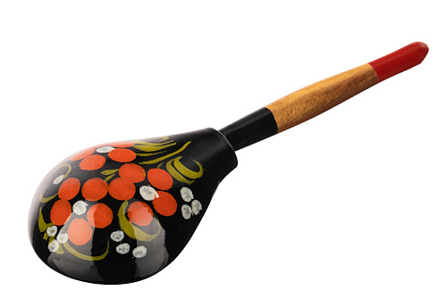 Хохлома LHL6501 Деревянная ложка полубаская, роспись "Чернушка"