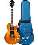 Фото:FLIGHT Centurion Tenor GT "лектроукулеле, Les Paul, тенор, золотой, чехол
