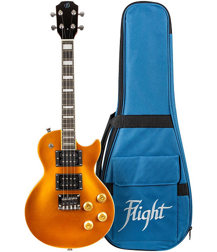 FLIGHT Centurion Tenor GT "лектроукулеле, Les Paul, тенор, золотой, чехол