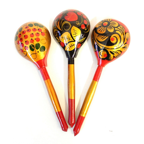 Хохлома LHL6401 Деревянная ложка полубаская, роспись хохломская традиционная