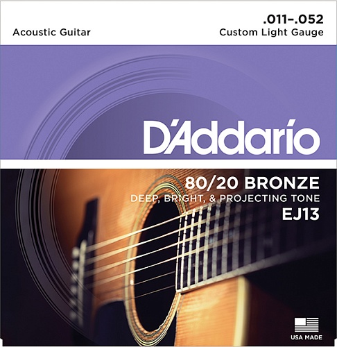 D'Addario EJ13 BRONZE 80/20 Струны для акустической гитары, 11-52