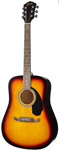 FENDER FA-125 DREADNOUGHT, SB WN Акустическая гитара с чехлом, цвет санберст