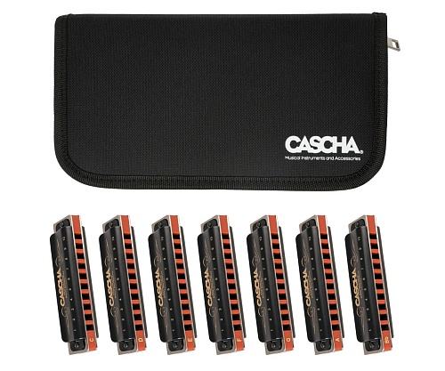 Cascha HH-2224 Professional Blues Набор из 7 губных гармошек (C-D-E-F-G-A-Bb), с футляром