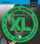 Фото:D'Addario EXL220-5 Nickel Wound Комплект струн для 5-струнной бас-гитары, Super Light, 40-125