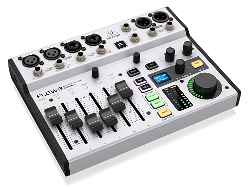 Behringer FLOW 8 Цифровой микшерный пульт, 4 TRS входа, 2 XLR входа, 2 XLR/TRS входа, USB порт