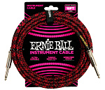 Фото:Ernie Ball 6396 Инструментальный кабель в тканевой оплетке, Jack-Jack прямой, 5,49 м, черный с красным