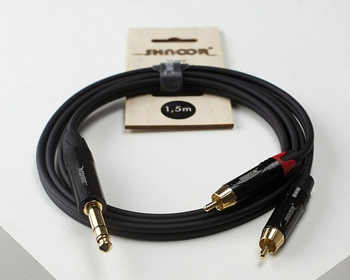 SHNOOR JS2RCA-1m Y-кабель 6,3 мм стерео-2хRCA, 1 м