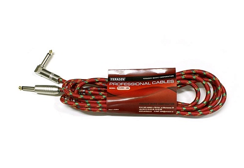 Yerasov 3LUXE-3m-RD Кабель инструментальный, 3 м, прямой/угловой, красный