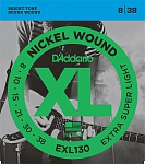 Фото:D'Addario EXL130 XL NICKEL WOUND Струны для электро-гитары Extra Super Light 8-38 D`Addario