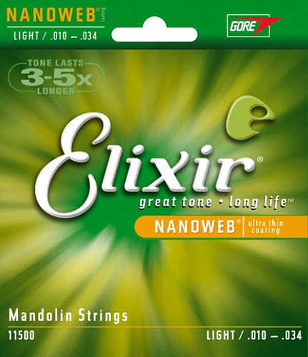 Elixir 11500 NANOWEB Комплект струн для мандолины, Light, 10-34