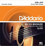 Фото:D'Addario EJ10 BRONZE 80/20 Струны для акустической гитары, 10-47