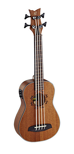 Ortega LIZZY-BSFL-GB Lizard Series Укулеле бас со звукоснимателем, без ладов, с чехлом