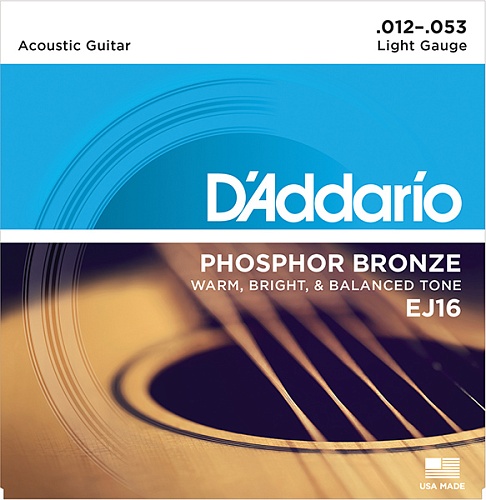 D'Addario EJ16 PHOSPHOR BRONZE Струны для акустической гитары, 12-53
