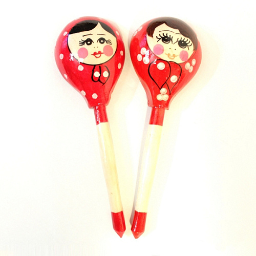 Хохлома LHL6601 Деревянная ложка полубаская, роспись "Матрешка"