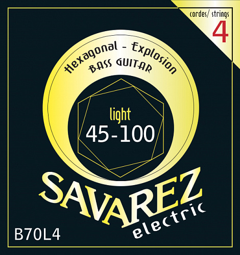 Savarez B70L4 Hexagonal Explosion Комплект струн для бас-гитары, никелированные, 45-100