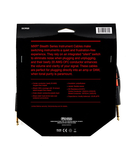 Dunlop DCIR20 MXR Stealth Инструментальный кабель, 6 м