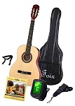 Фото:Foix FCG-2036CAP-NA-3/4 Классическая гитара 3/4 с чехлом, ремнем, тюнером, цвет натуральный
