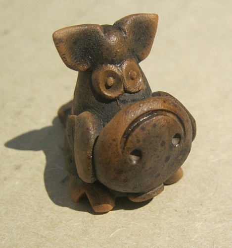 Керамика Щипановых SM05 Свистулька маленькая Свинья, обварная