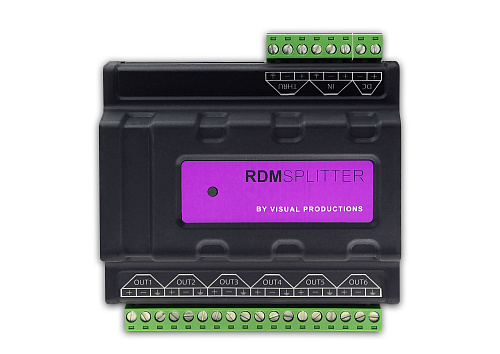 VISUAL PRODUCTIONS RdmSplitter (TERMINAL) Сплиттер-усилитель DMX+RDM с креплением на DIN-рейку