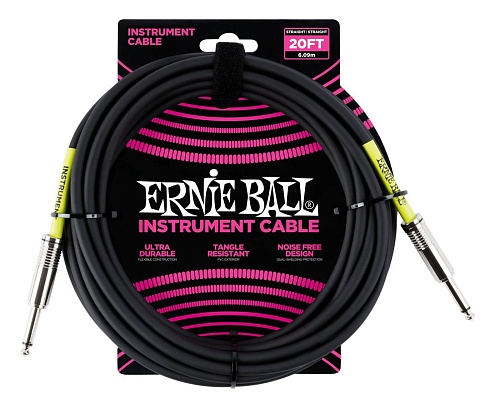 Ernie Ball 6046 Инструментальный кабель, Jack-Jack, 6 м, черный