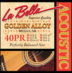 Фото:La Bella 40PR Golden Alloy Комплект струн для акустической гитары, бронза, Regular, 13-54