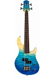 Фото:Flight Mini Bass TBL Электроукулеле бас, цвет transparent blue, чехол