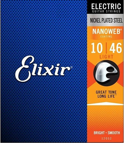 Elixir 12052 NanoWeb Комплект струн для электрогитары, Light, 10-46