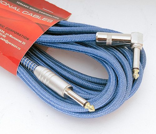 Yerasov 3LUXE-8m-BL Кабель инструментальный, 8м, прямой/угловой, синий