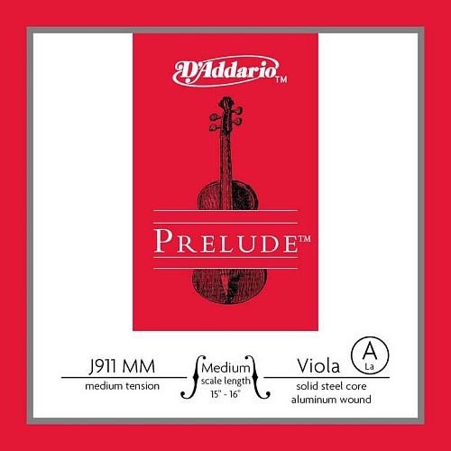 D'Addario J911-MM Prelude Отдельная струна Ля/A для альта среднего размера, среднее натяжение