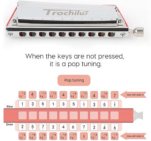 JDR Trochilus-Red Pop Губная гармошка, тональность С, красная