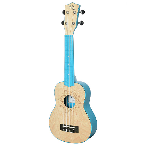 Martin Romas MRP-FLOWER BL Укулеле сопрано 21", розетка ЦВЕТОК, цвет синий