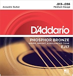 Фото:D'Addario EJ17 PHOSPHOR BRONZE Струны для акустической гитары фосфорная бронза Medium 13-56 D`Addario