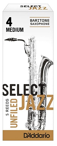 Rico RRS05BSX4M Select Jazz Unfiled Трости для саксофона баритон, размер 4, средние (Medium), 5 шт