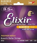 Фото:Elixir 16152 NANOWEB Комплект струн для 12-струнной акустической гитары, Light, фосф.бронза, 10-47