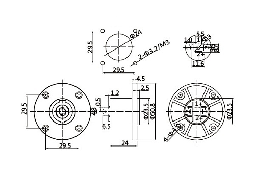 AuraSonics SC4FR Панельный разъем 4-контактный спикон female, круглый фланец