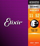 Фото:Elixir 11027 Nanoweb Комплект струн для акустической гитары, Custom Light, бронза 80/20, 11-52