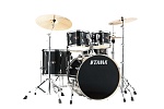 Фото:Tama IP52H6W-HBK Imperialstar (Unicolor Wrap Finishes) Ударная установка из 5-ти барабанов со стойками, тополь, цвет черный глянец